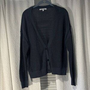 Elizabeth and James Navy Open-Knit Cardigan Large